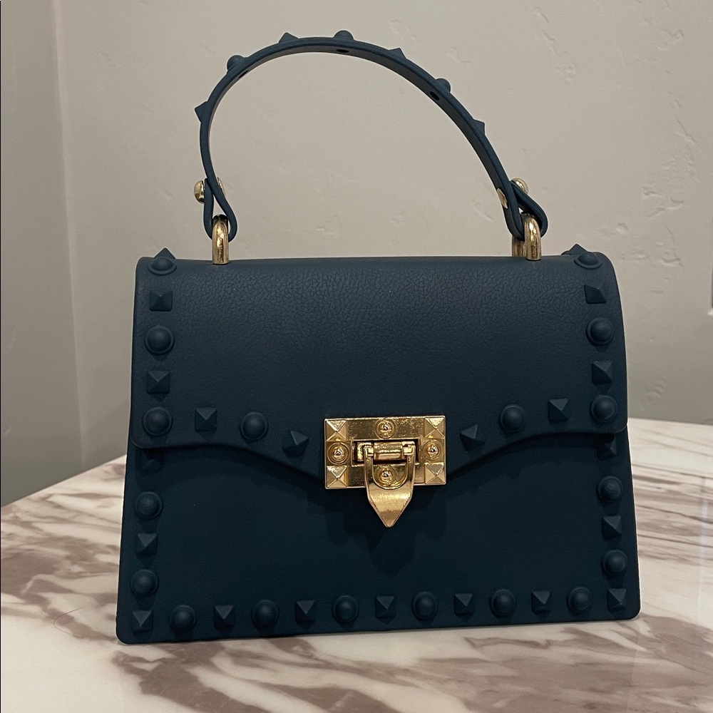 Studded Navy Handbag